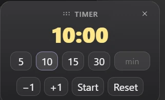 The lesson timer at 10:00.